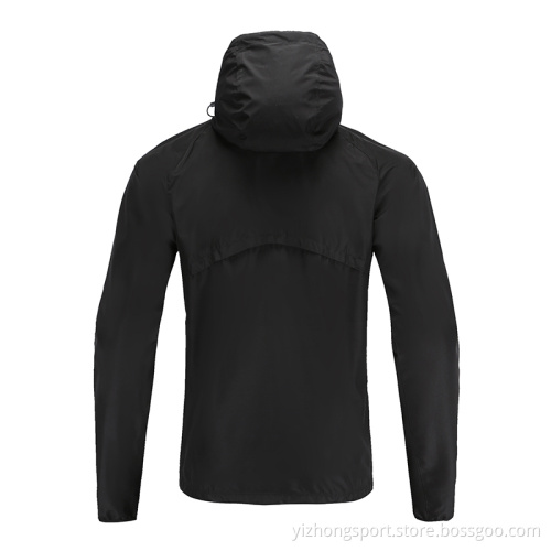 Mens Black Soccer Wear Zip Up Hoodies